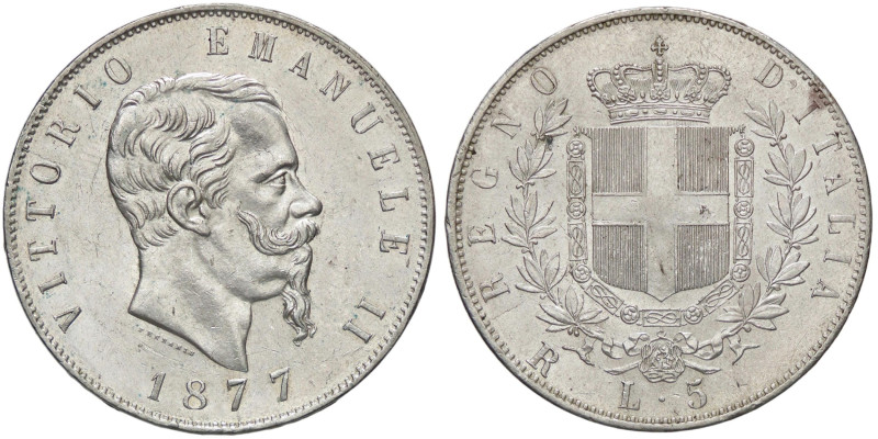 SAVOIA - Vittorio Emanuele II Re d'Italia (1861-1878) - 5 Lire 1877 R Pag. 502; ...