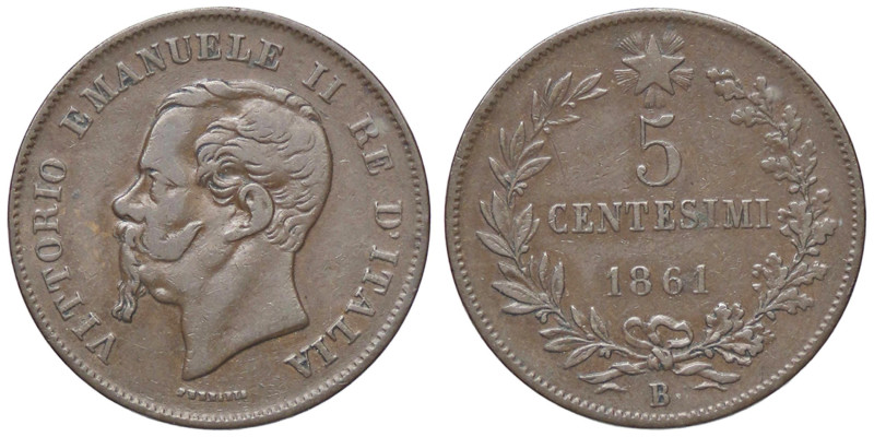 SAVOIA - Vittorio Emanuele II Re d'Italia (1861-1878) - 5 Centesimi 1861 B Pag. ...