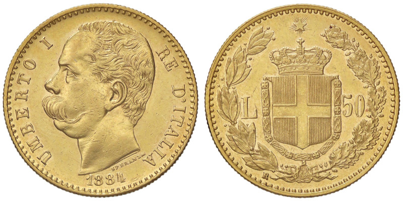 SAVOIA - Umberto I (1878-1900) - 50 Lire 1884 Pag. 572; Mont. 6 RR (AU g. 16,15)...