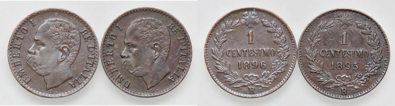 SAVOIA - Umberto I (1878-1900) - Centesimo 1895 e 1896 CU Lotto di 2 monete

S...