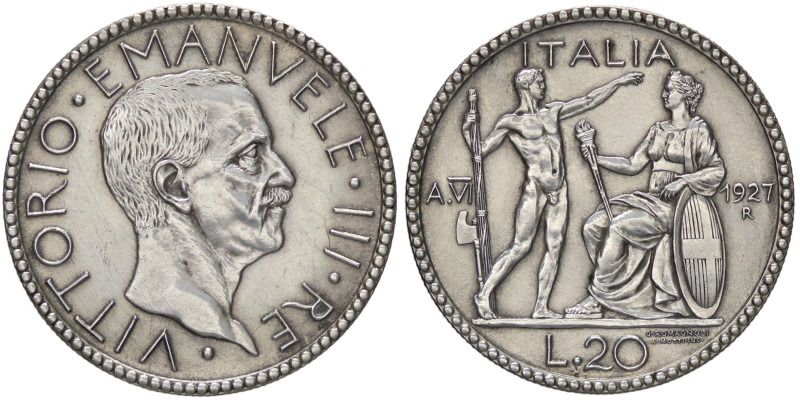 SAVOIA - Vittorio Emanuele III (1900-1943) - 20 Lire 1927 A VI Littore Pag. 672;...