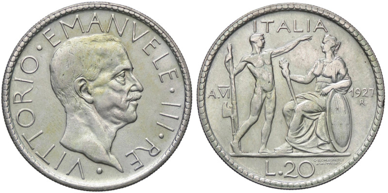 SAVOIA - Vittorio Emanuele III (1900-1943) - 20 Lire 1927 A VI Littore (AG g. 14...