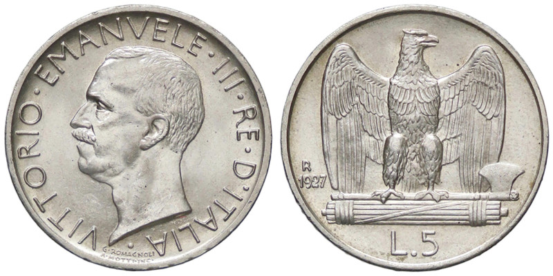 SAVOIA - Vittorio Emanuele III (1900-1943) - 5 Lire 1927 ** Aquiletta Pag. 710a;...