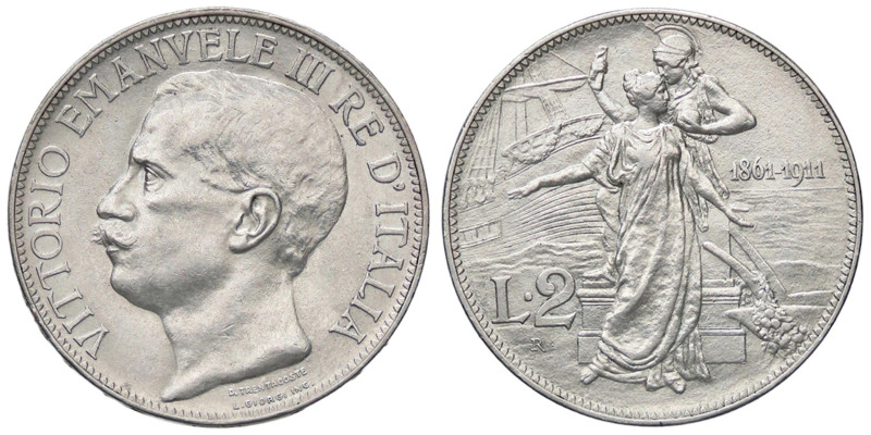 SAVOIA - Vittorio Emanuele III (1900-1943) - 2 Lire 1911 Cinquantenario Pag. 736...