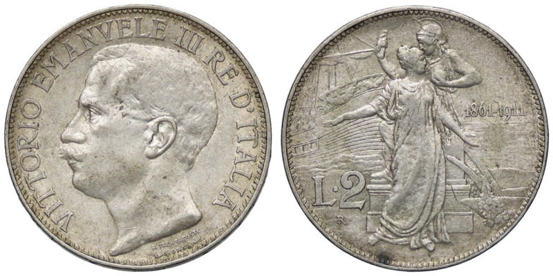 SAVOIA - Vittorio Emanuele III (1900-1943) - 2 Lire 1911 Cinquantenario Pag. 736...