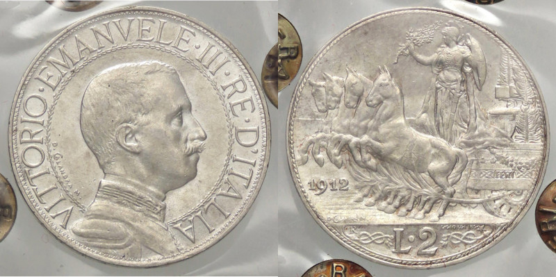 SAVOIA - Vittorio Emanuele III (1900-1943) - 2 Lire 1912 Quadriga lenta Pag. 735...