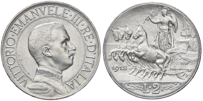 SAVOIA - Vittorio Emanuele III (1900-1943) - 2 Lire 1912 Quadriga lenta Pag. 735...