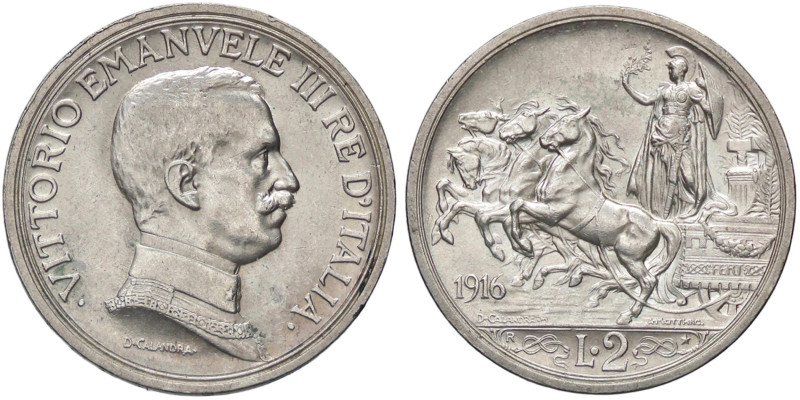 SAVOIA - Vittorio Emanuele III (1900-1943) - 2 Lire 1916 Quadriga briosa Pag. 73...