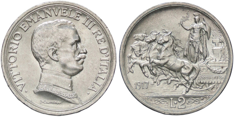 SAVOIA - Vittorio Emanuele III (1900-1943) - 2 Lire 1917 Quadriga briosa Pag. 74...