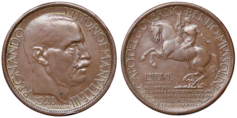 SAVOIA - Vittorio Emanuele III (1900-1943) - 2 Lire 1928 Fiera di Milano Pag. ma...