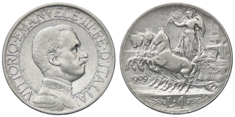 SAVOIA - Vittorio Emanuele III (1900-1943) - Lira 1909 Quadriga lenta Pag. 769; ...