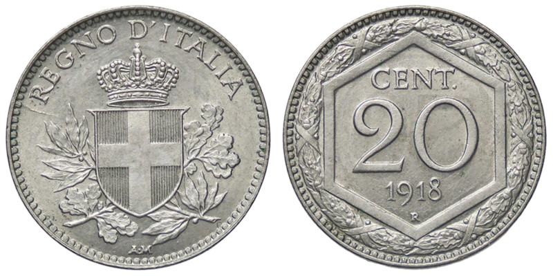 SAVOIA - Vittorio Emanuele III (1900-1943) - 20 Centesimi Esagono 1918 Pag. 850;...