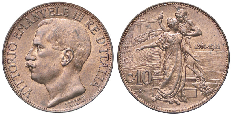 SAVOIA - Vittorio Emanuele III (1900-1943) - 10 Centesimi 1911 Cinquantenario Pa...