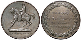 MEDAGLIE - CITTA' - Verona  - Medaglia 1887 - Monumento a Garibaldi   AE  Ø 41 Colpetti