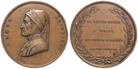 MEDAGLIE - PERSONAGGI - Dante Alighieri (1265-1321) - Medaglia 1865 - VI centenario della nascita   AE  Opus: Pazzi Ø 55 Colpetti