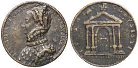 MEDAGLIE - PERSONAGGI - Margherita di Francia (Moglie di Emanuele Filiberto di Savoia) - Medaglia Arm. II/223/9; Hill 231  AE  Ø 52 Foro otturato