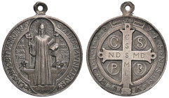 MEDAGLIE - PERSONAGGI - San Benedetto da Norcia (480-547) - Medaglia 1875   AG  Ø 26