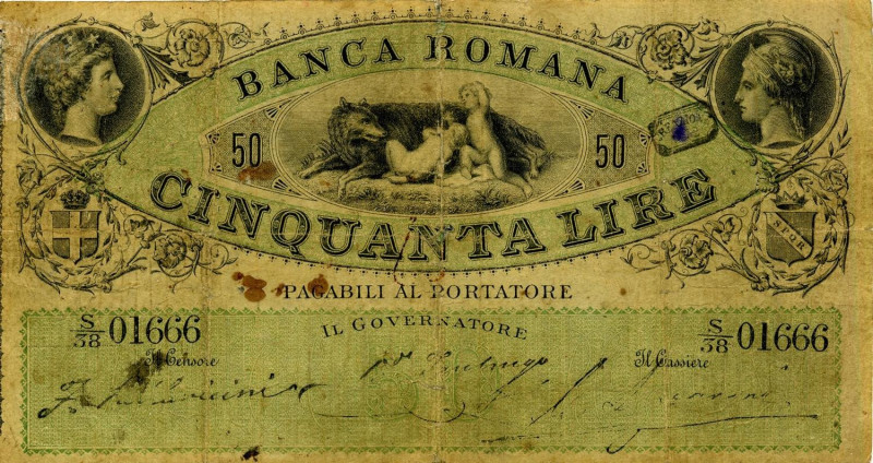 CARTAMONETA - STATO PONTIFICIO - Banca Romana - Secondo periodo (1870-1893) - 50...