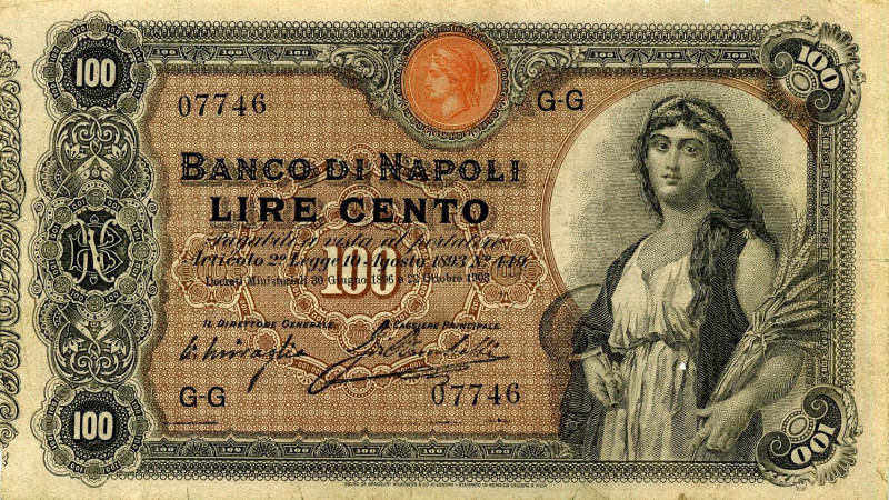 CARTAMONETA - NAPOLI - Biglietti al portatore - 100 Lire 22/10/1903 Gav. 164 RR ...