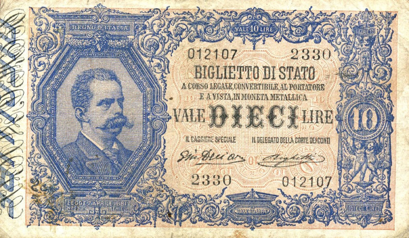 CARTAMONETA - BIGLIETTI DI STATO - Vittorio Emanuele III (1900-1943) - 10 Lire 1...