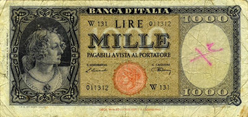 CARTAMONETA - BANCA d'ITALIA - Repubblica Italiana (monetazione in lire) (1946-2...