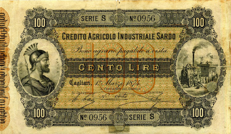 CARTAMONETA - BUONI AGRARI - Credito Agricolo Industriale Sardo - 100 Lire 01/03...