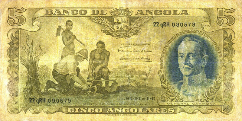 CARTAMONETA ESTERA - ANGOLA - Dominazione portoghese (1910-1975) - 5 Angolares 0...