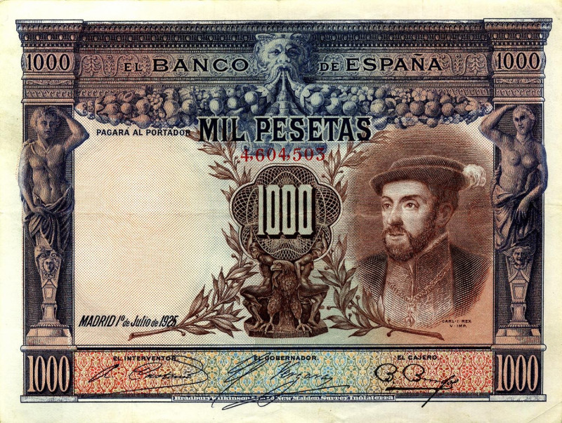 CARTAMONETA ESTERA - SPAGNA - Alfonso XIII (1886-1931) - 1.000 Pesetas 01/07/192...