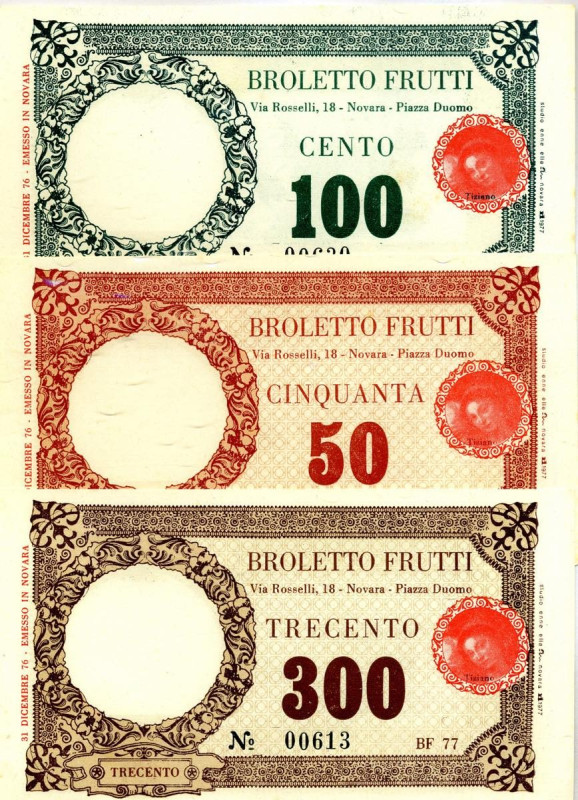 VARIE - Biglietti Broletto frutti, lotto di 3 biglietti

Status: qFDS