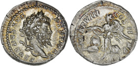 Septime Sévère - Denier (Rome)
R/ La Victoire
P M TR P VIII - COS II - P P

Argent - 3,66 grs - 19,5 mm
RIC.150 / RSC.454
SUP/TTB+

Très bel exemplair...