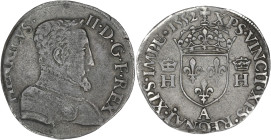 Henri II - 1/2 teston à la tête nue 1er type 1552 A (Paris) 

Argent - 4,67 grs - 26 mm
G.365A
TTB-

Type assez rare. Patine grise ancienne.