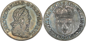 Louis XIII - 1/12 écu, 2nd poinçon de Warin, 1642 A (Paris)
R/ Rose (Monnaie de Matignon)

Argent - 2,28 grs - 20 mm
G.46 (R2)
SUP

Rare et superbe ex...