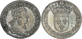 Louis XIII - 1/12 écu, 2nd poinçon de Warin, 1643 A (Paris)
R/ Point (Monnaie du Louvre)

Argent - 2,29 grs - 20 mm
G.46
Pr. SUP