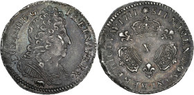 Louis XIV - 1/10 écu aux 3 couronnes 1711 Y (Bourges)

Argent - 2,99 grs - 23 mm
G.125 (R2)
SUP

Rare et magnifique exemplaire !