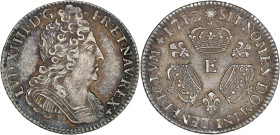 Louis XIV - 1/10 écu aux 3 couronnes 1712 E (Tours)

Argent - 3,02 grs - 23 mm
G.125 (R4)
TTB+

Rarissime !