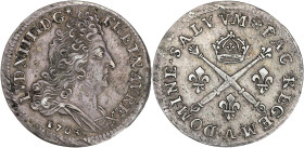 Louis XIV - 10 sols aux Insignes 1703 A (Paris)

Argent - 3,08 grs - 23 mm
G.133
TTB+

Très bel exemplaire, belle patine grise.
