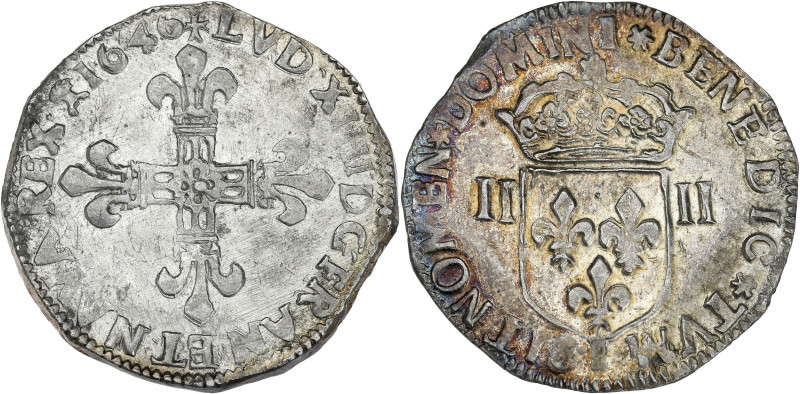 Louis XIV - 1/4 écu à la croix de face, 1646 I (Limoges)

Argent - 9,54 grs - 31...