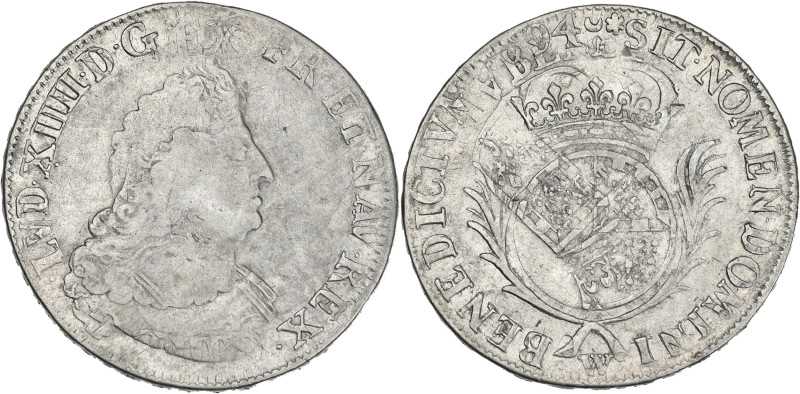 Louis XIV - 1/2 écu de Flandre aux palmes 1694 W (Lille)
Flan réformé.

Argent -...