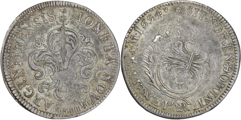 Louis XIV - 34 sols de Strasbourg aux Palmes 1694 BB (Strasbourg)
Flan réformé.
...
