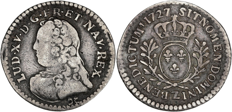 Louis XV - 1/20 écu aux branches d'olivier 1727 Z (Grenoble)

Argent - 1,40 grs ...