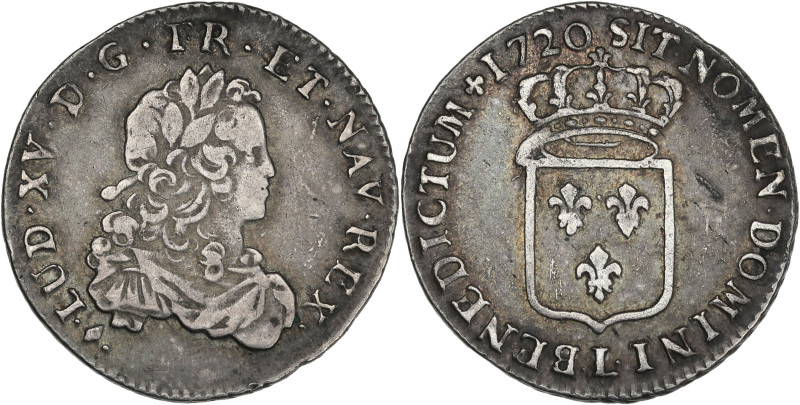 Louis XV - 1/3 écu de France 1720 L (Bayonne)
Flan neuf.

Argent - 7,99 grs - 28...