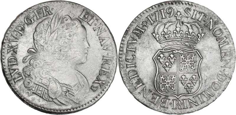 Louis XV - Ecu de France-Navarre 1719 R (Orléans)

Argent - 24,00 grs - 38 mm
G....