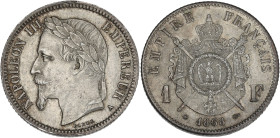 Napoléon III tête laurée - 1 franc 1868 A (Paris)

Argent - 5,04 grs - 23 mm
F.215-10 / G.463
SUP+

Superbe exemplaire !