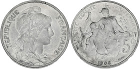 Daniel-Dupuis - ESSAI 5 centimes 1908

Aluminium - 2,14 grs - 25 mm
GEM.14.18
SPL

Rare et magnifique essai !