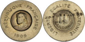 François Rude - ESSAI 10 centimes 1909

Bronze-aluminium - 4,96 grs - 21 mm
GEM.35.11
SPL

Rare et magnifique ESSAI ! Légèrement taché au revers.