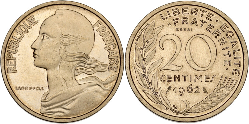 Marianne - ESSAI 20 centimes 1962

Bronze-aluminium - 4,00 grs - 23,5 mm
F.56-1 ...