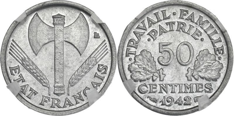 Bazor - Pré-série 50 centimes 1942 avec croix dans les globules

Aluminium - 0,7...