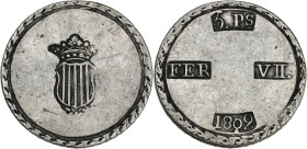 Espagne, Siège de Tarragone, Ferdinand VII - 5 pesetas 1809

Argent - 26,67 grs - 39 mm
KM19.8
TTB