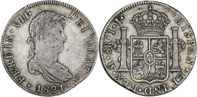 Mexique, Ferdinand VII - 8 reales 1821 JJ MF (Mexico)

Argent - 26,90 grs - 39 m...