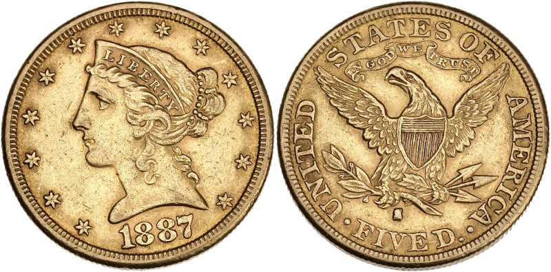 USA - 5 dollars or 1887 S (San Francisco)

Or - 8,36 grs - 21,5 mm
KM19.101
TTB+